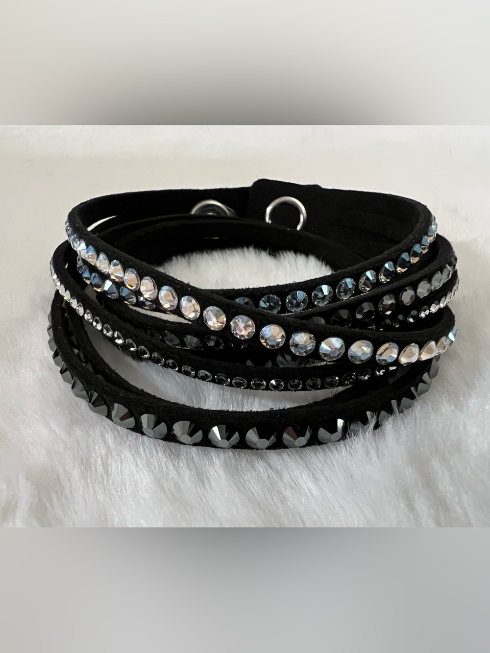 Swarovski Crystal Black Wrap Bracelet - Women's Fashion Jewelry